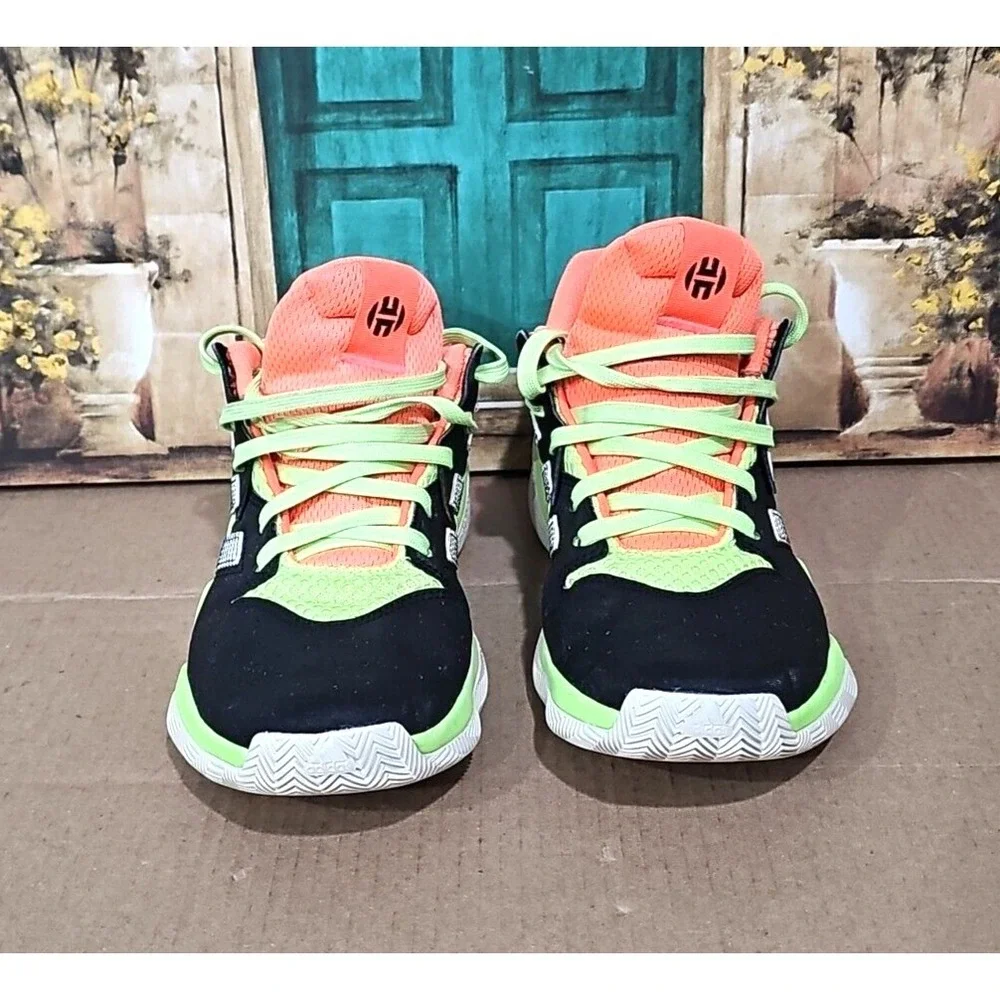 Adidas Harden Stepback J Black/Neon Green/Orange Men's Size 7 Basketball Shoes
